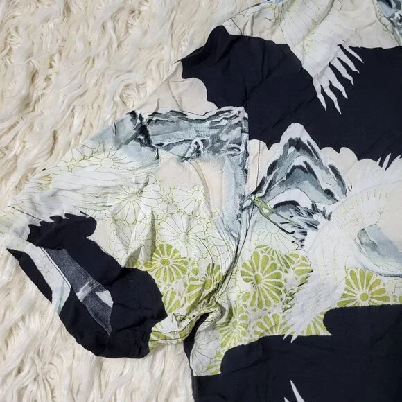 ALLSAINTS Soaring Short Sleeve Shirt Nature Praint | Size Large - Picture 5 of 15